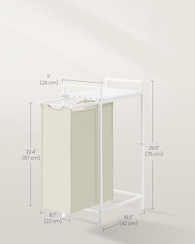 VASAGLE 47 Litre Metal Frame Laundry Basket with Shelf 42 x 28 x 75 cm - Image 5