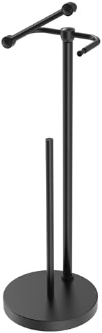 RARXTR Toilet Paper Holder Stand, Post Pivoting Design Free Standing Toilet Paper Holder with Storage for 4 Rolls, SUS304 Stainless Steel Tissue Holder with Reserve, Heavy-Duty Base (Matte Black) by ElevateYourSpaceChooseRARXTR
