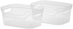 Sterilite 9.5 x 6.5 x 4 Inch Small Open Scoop Front Clear Storage Bin with Comfortable Carry Through Handles for Household Organization (48 Pack) by Sterilite