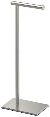 Gatco 1431SN Bathroom Toilet Paper Holder Stand, Freestanding Tissue Roll Holder, Weighted Base, Satin Nickel, 22.25 Inch, Modern Rectangle Base by Gatco