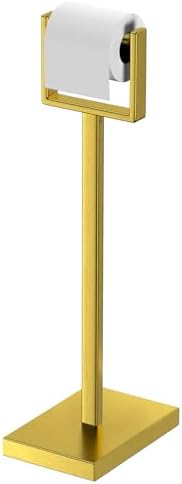 Brass Gold Toilet Paper Holder Stand，Stainless Steel Toilet Paper Holder Free Standing，Stable Weighted Base Floor Tissue Roll Holder for Bathroom，Modern Pivoting Toilet Paper Stand by Unknown