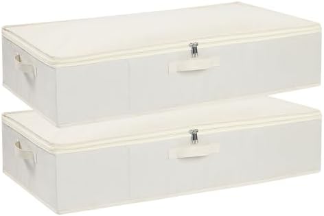 Underbed Storage Organizers,Beige,2 Pack,23.6x11.8x5.9 Inch by YheenLf