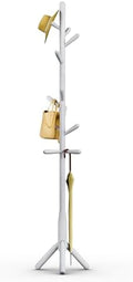 Solid Wood Coat Rack, Freestanding Tree-Shaped Coat Rack with 11 Hooks, Main Pole 1.6" dia for Clothes, Hat Stand Used in Bedroom/Office/Entryway (3-Leg Base, White) by Unknown
