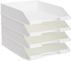 Stockroom Plus Rectangular Letter Trays - Paper Trays for Classroom - Desktop Paper Organizer & File Holder - Document Organizer for Desk Storage - Pack of 4, White, 10 x 13.5 x 2.5 in - Image 6