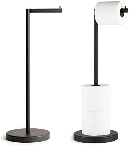 Marmolux Acc - Free Standing Toilet Paper Holder Stand 1pc - Bathroom Storage for 4 Rolls of Toilet Tissue Modern Stainless Steel Matte Black - Toilet Roll Stand by MARMOLUXACC
