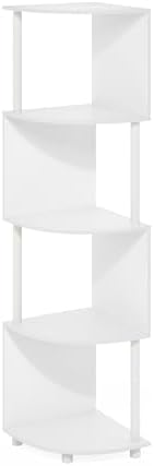 Furinno ECON Corner Shelf, 4-Tier Corner Book Shelf, Zigzag Storage Shelves, Display Rack, Bookshelf, for Organization and Storage, Living Room, Home Office, White - Image 6