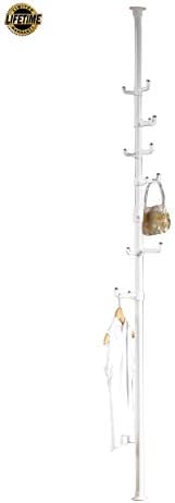 PRINCE HANGER Vertical One-Touch Pole Coat Rack — 6 Independent Rotating Hooks (White) - Image 6
