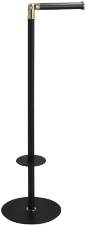 Black 3-Roll Tissue Holder, Weighted Base, Swivel Arm & Tray Black - Image 2