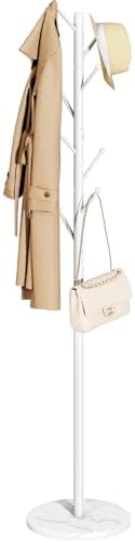 Yoobure Coat Rack Freestanding with Natural Marble Base - Coat Tree with 8 Hooks Heavy Duty Coat Hanger Stand, Metal Coat Rack Stand for Jacket, Hat, Clothes & Bag, Hall Tree Hat Rack for Entryway by Yoobure