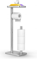 Day Moon™ - Toilet Paper Holder - Modern Roll Holder for Bathroom - 1 Pack - Free Standing - with Shelf, Brushed Nickel by DayMoonDesigns