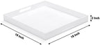 White Acrylic Large Ottoman Tray with Handles 18"x18"x2" Spill Proof Serving Tray Rubber Boot Organizer Tray Decorative for Living Room Bedroom Kitchen Entryway Coffee Table Countertop - Image 2