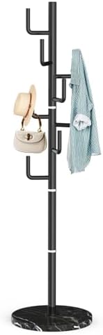 ZOZOE Metal Modern Coat Racks, Cactus Coat Rack Freestanding with Natural Marble Base, Black Coat Rack Stand with 8 Hooks, Coat Tree Hanger Stand for Bags, Hats, Entryway, Office by ZOZOECoatRackfreestanding