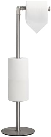 BGL Freestanding Toilet Paper Holder, Tissue Holder On Floor with Reserve Storage Paper Rolls, Roll Paper Holder Standing On Floor (Brushed Nickel) by BGL