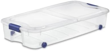 Under Bed Storage Bin 66 Quart, Clear Rolling Container with Wheels & Lid (1 Pack) by Unknown