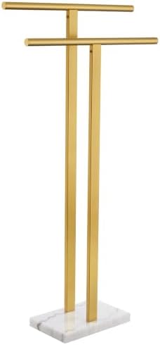 KOKOSIRI Standing Towel Rack for Bathroom Floor 2-Tier Towel Holder Free Stand with Heavy Marble Base Thicken Steady Design Gold Stainless Steel THS0005-BG by KOKOSIRI