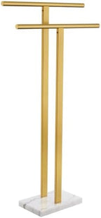 KOKOSIRI Standing Towel Rack for Bathroom Floor 2-Tier Towel Holder Free Stand with Heavy Marble Base Thicken Steady Design Gold Stainless Steel THS0005-BG by KOKOSIRI