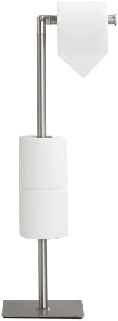 Freestanding Bathroom Tissue Stand with 180° Rotating Arm, 3-Roll Metal Holder, Rustproof Brushed Nickel by KLDKLD