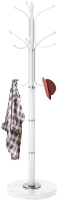 Metal Coat Rack Stand, Modern Freestanding Coat Rack with Natural Marble Base,White Coat Racks and Coat Hall Tree Hanger Stand with 12 Hooks for Entryway, Hallway, Office by LOZABEECOATRACKSTAND