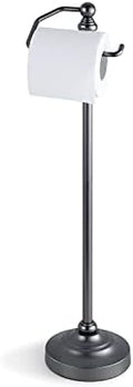 SunnyPoint Deluxe Free Standing Heavy Weighted Toilet Tissue Paper Roll Holder Stand (Black Nickel) by SunnyPoint