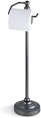 SunnyPoint Deluxe Free Standing Heavy Weighted Toilet Tissue Paper Roll Holder Stand (Black Nickel) by SunnyPoint