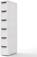 Giantex 6 Drawers Storage Cart, Narrow Plastic Dresser, Rolling Organizer Cart for Office Classroom Bedroom Bathroom Art Craft Supplies, Mobile Slim Utility Cart on Wheels (7.5"x16.5"x43") by Giantex