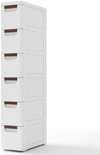 Giantex 6 Drawers Storage Cart, Narrow Plastic Dresser, Rolling Organizer Cart for Office Classroom Bedroom Bathroom Art Craft Supplies, Mobile Slim Utility Cart on Wheels (7.5"x16.5"x43") by Giantex