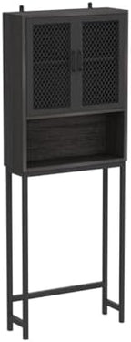 Launica 65 Inch Over The Toilet Storage Cabinet Wood and Metal Dark Gray - Image 5