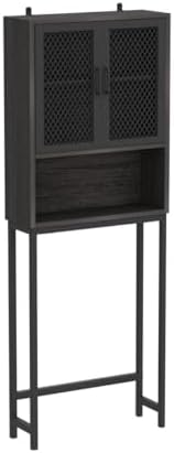 Launica 65 Inch Over The Toilet Storage Cabinet Wood and Metal Dark Gray - Image 5