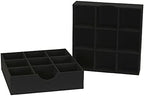 Household Essentials Drawer Organizer Tray with Fabric Cover and 9 Square Compartments, Black, Set of 2 - Image 6