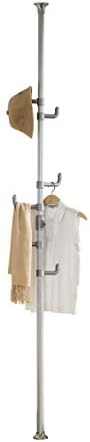 PRINCE HANGER Vertical One-Touch Pole Coat Rack — 6 Independent Rotating Hooks (Silver) by PRINCE+HANGER