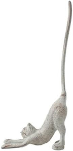 Yoga Cat Decorative Paper Towel Holder or Toilet Paper Holder by Comfify - Adorable Downward Dog Pose Kitty- Cast Iron Paper Towel Stand - Antiqued Cast Iron White Color - 19" Tall - Image 5