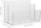 DECHOUS Acrylic File Organizer Desk Letter Sorter 2 Section Holder - Image 2