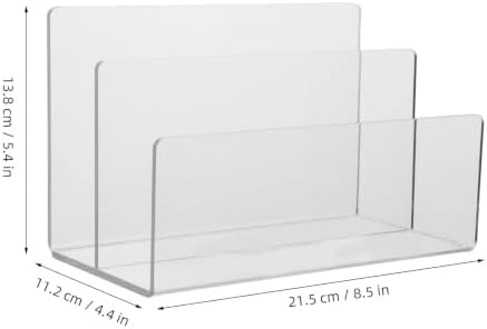 DECHOUS Acrylic File Organizer Desk Letter Sorter 2 Section Holder - Image 2