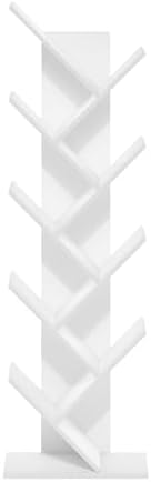 Furinno TREE Book Shelf, 9-Tier Bookshelf, Tree Bookcase with Angled Open Shelf, 8.4 x 15.7 x 50.9, for Room Decor, for Living Room, Bedroom, Home Office, White - Image 5