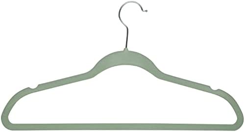 Simplify Slim Velvet Clothes Hangers | 50 Pack | Non-Slip | Shirts | Suit | Pants | Dresses | Garments | Closet Storage & Organization | Durable | Sage - Image 6