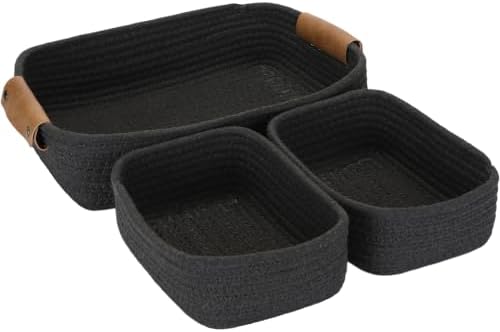 Sea Team Nesting Rectangular Woven Cotton Rope Storage Basket, 3-Pack by SeaTeam