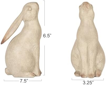 Creative Co-Op Decorative Resin Rabbit Bookends, Grey - Image 2