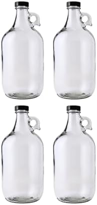 64oz Glass Jug 4-Pack with Polyseal Caps for Water, Juice and Storage by FASTRACK