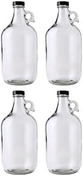 64oz Glass Jug 4-Pack with Polyseal Caps for Water, Juice and Storage by FASTRACK