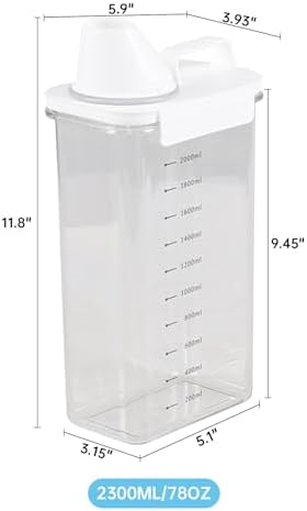 Sandmovie 3 Packs Laundry Detergent Dispenser, 78 Oz Clear Plastic Laundry Soap Containers with Scale - Image 2