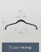 SONGMICS HOME Velvet Pants Hangers with Adjustable Clips, Non-Slip Space-Saving Clothes Hangers, 20 Pack, Shoulder Notches for Skirts, Black - Image 6