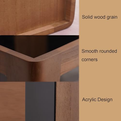 Solid Wood Rounded-edge Umbrella Holder Semi-transparent Apartment Entryway Umbrellas Stand Removable Tray Acrylic Design 1-piece Construction Square Cane Holder - Image 4