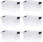 Superio 6.6 Quart Clear Plastic Storage Boxes with Lids, Stackable Organizer Containers, BPA-Free Storage Bins for Home, Office, School & Dorm, 6 Pack by Superio