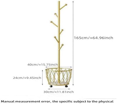 Gold Moveable Tree Metal Coat Rack with Basket Freestanding 65" - Image 6