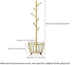 Gold Moveable Tree Metal Coat Rack with Basket Freestanding 65" - Image 6