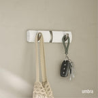 Umbra Flip Coat Rack, Wall Mount Retractable Hooks, White/Nickel, 3-Hook (Pack of 3) - Image 2