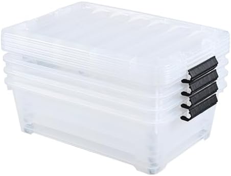 20 Quart Stackable Clear Plastic Under Bed Bins with Lid, Set of 4 - Image 7
