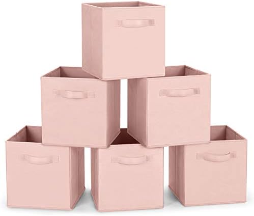 MaidMAX Fabric Storage Bins 10.5×10.5×11, Foldable Cloth Cube Storage, Pink by MaidMAX