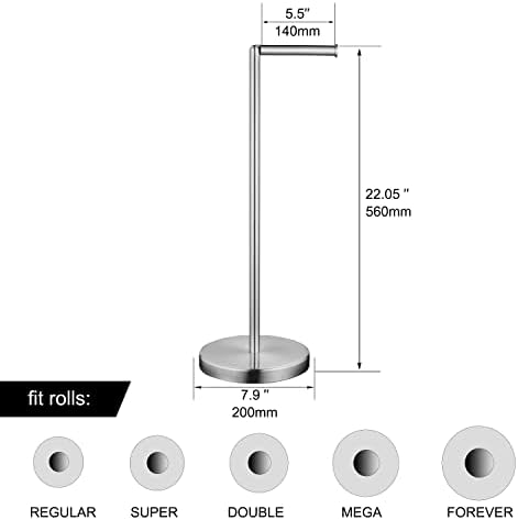 Foldable Toilet Paper Dispenser SUS304 Stainless Steel Free Standing Toilet Paper Holder Stand Modern Floor Bathroom Storage Freestanding 4 Rolls of Toilet Tissue Stand (Brushed Nickel Finish) - Image 2