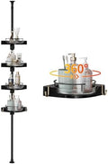 akinbas 360° Rotating Shower Caddy Tension Pole with 4-Tier Rustproof Lazy Susan 35-128 Inch No Drilling Coner Shelves Adjustable Shower Rack for Bathroom Bathtub Washbasin Plant Storage (Black) by AKINBAS